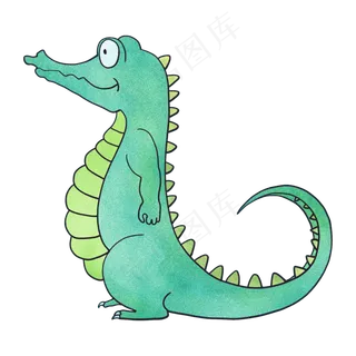 绿色的卡通鳄鱼恐龙,免抠元素
