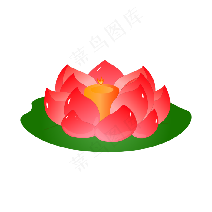 矢量卡通粉色莲花