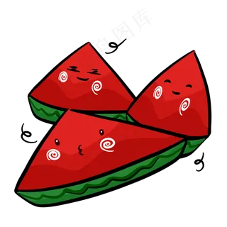 切开的西瓜水果表情笑脸