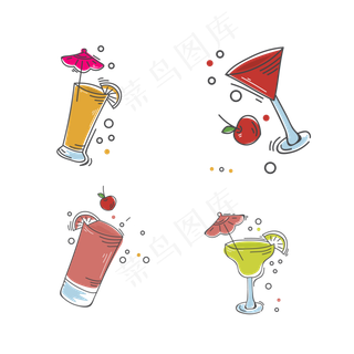 4款手绘彩色果汁