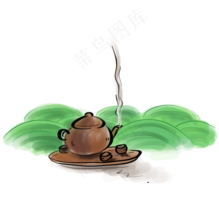 绿色茶园和茶壶(2048X2048(DPI:132))psd模版下载