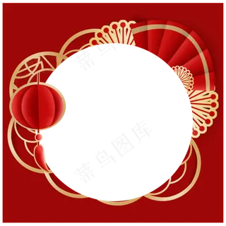 春节红色头像框,免抠元素