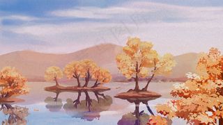 暖色系水彩风治愈通用场景