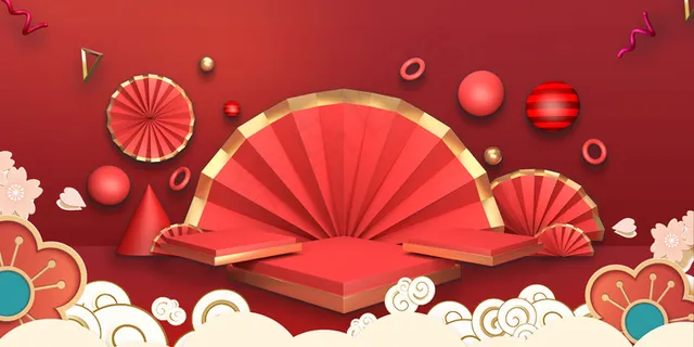 红色中国风化妆品banner 红色中国风化妆品banner