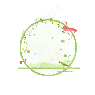 二十四节气之春分柳枝植物边框,免抠元素