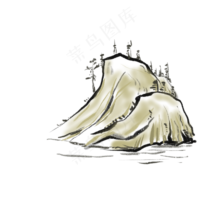 传统水墨写意山水绘画