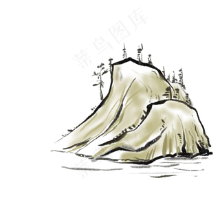 传统水墨写意山水绘画