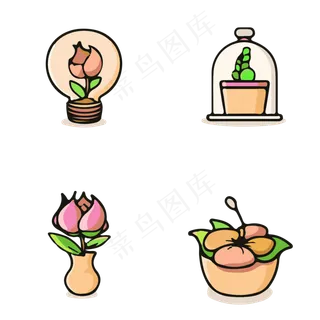 花朵玫瑰花卡通矢量免抠图