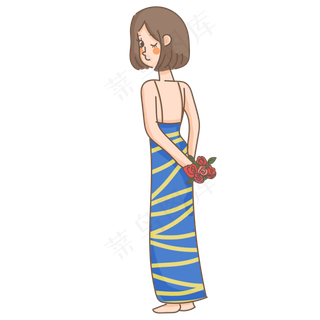 七夕情人节玫瑰花女孩