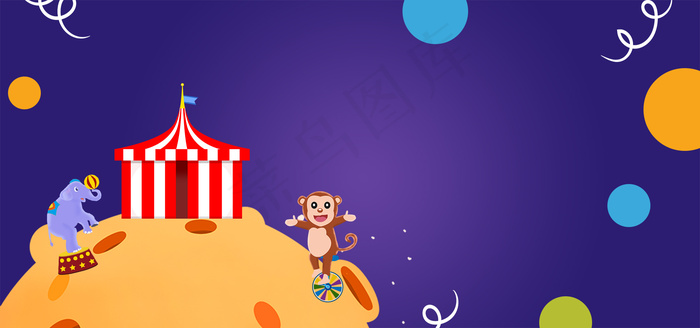 愚人节卡通童趣蓝色banner背景图片素材