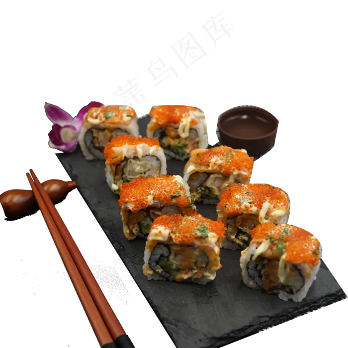 新鲜的寿司和花朵免抠图(2000X2000(DPI:300))psd模版下载