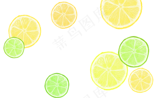 卡通手绘夏季水果柠檬橙子片,免抠元素