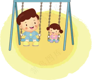 手绘荡秋千的小孩设计
