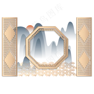 古风山水祥云边框