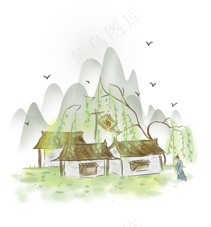 中国风酒肆外的古人,免抠元素