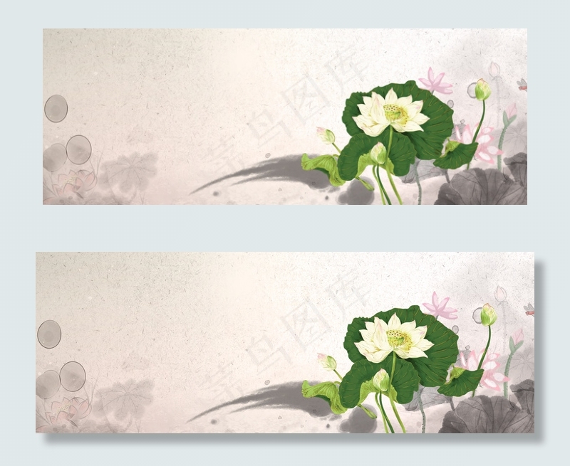 秋天你好夏天再见中国风荷花banner(1920*700px 	       )psd模版下载
