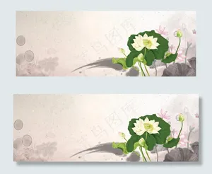 秋天你好夏天再见中国风荷花banner