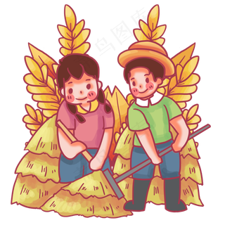 芒种节气处理稻秆,免抠元素