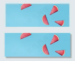 水果卡通童趣简约蓝色banner