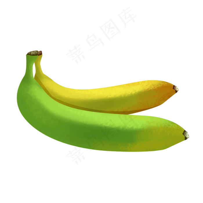 黄绿色手绘写实香蕉psd免抠图