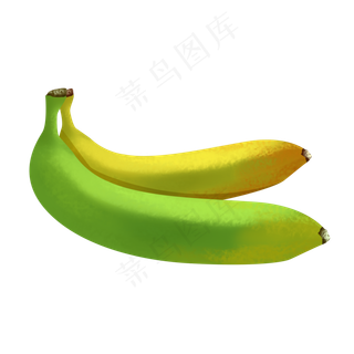 黄绿色手绘写实香蕉psd免抠图
