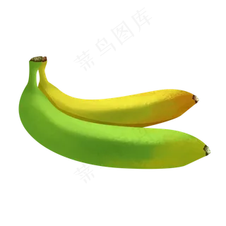 黄绿色手绘写实香蕉psd免抠图