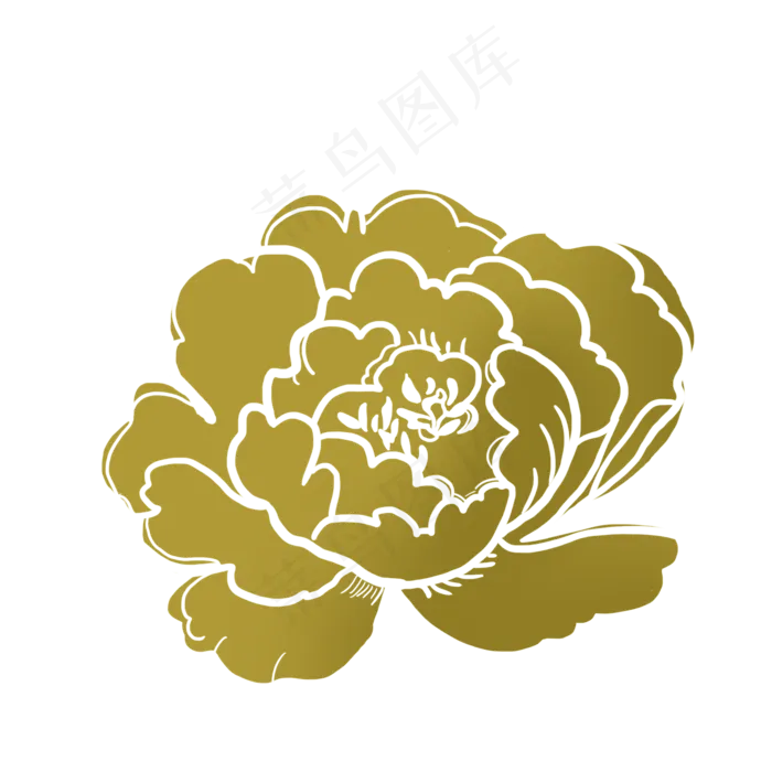 金色牡丹,免抠元素(2000*2000px 72 dpi )psd模版下载