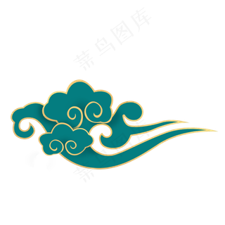 立体金边国潮祥云,免抠元素