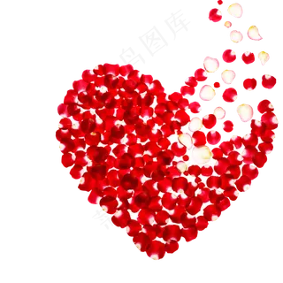 情人节玫瑰花瓣爱心形状免抠素材,免抠元素