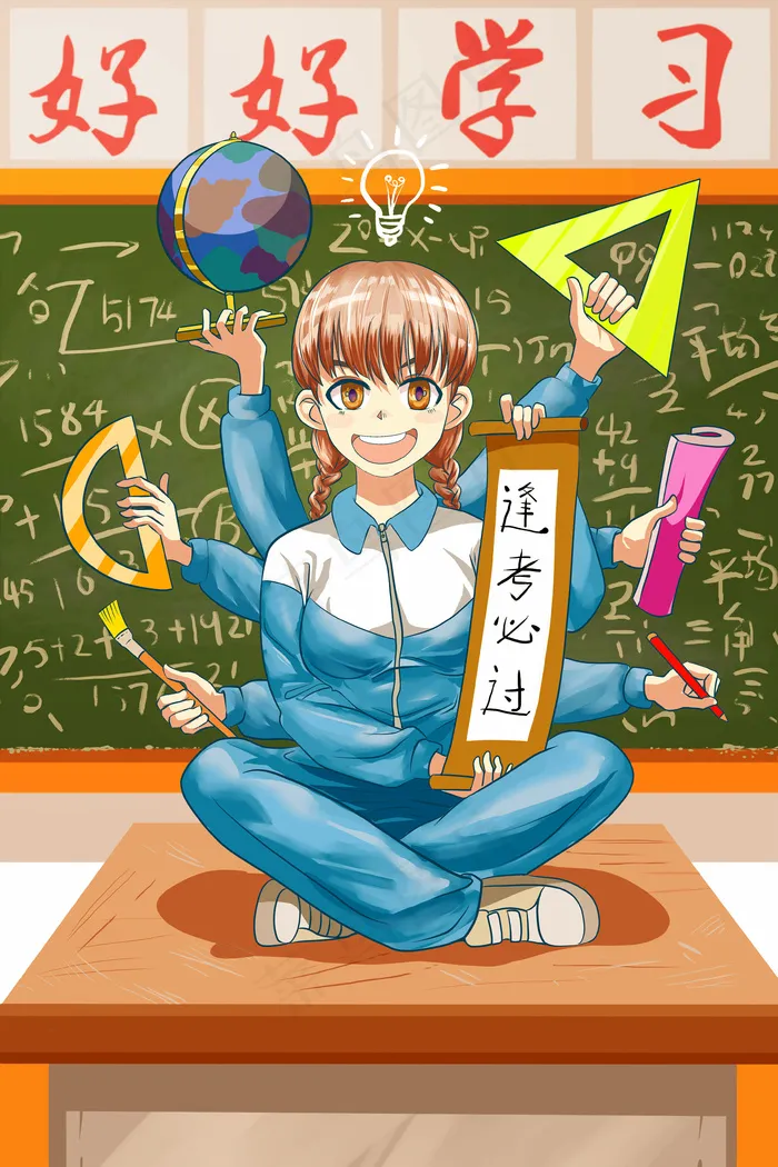 人物属性学霸好好学习(3545X5315(DPI:300))psd模版下载