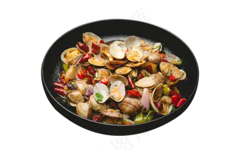 中式菜品辣炒花蛤美食摄影