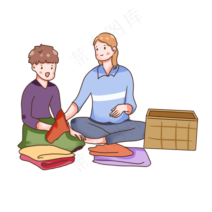 卡通人物母亲节做劳动的母亲