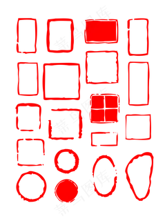 边框古典红色中式印章商用元素,免抠元素