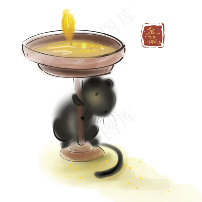 2020年鼠年水墨小老鼠,免抠元素