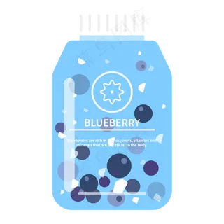 夏日饮料果汁矢量蓝色的蓝莓汁