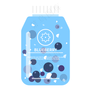 夏日饮料果汁矢量蓝色的蓝莓汁