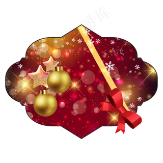 圣诞节红色邀请函贺卡装饰,免抠元素