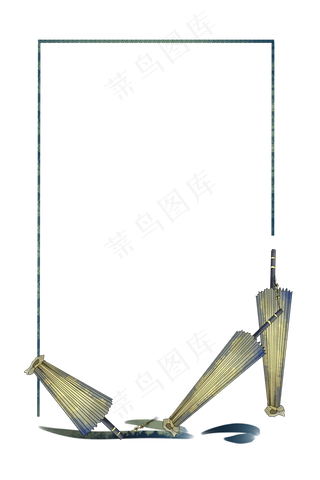 清明节雨伞手绘边框,免抠元素