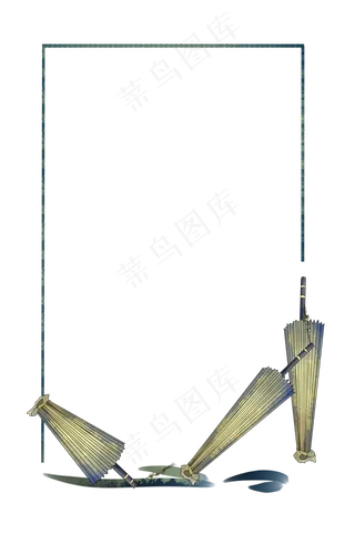 清明节雨伞手绘边框,免抠元素