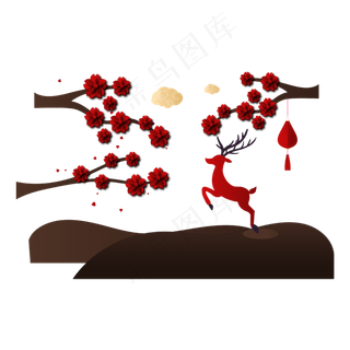 矢量手绘剪纸梅花