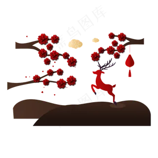 矢量手绘剪纸梅花