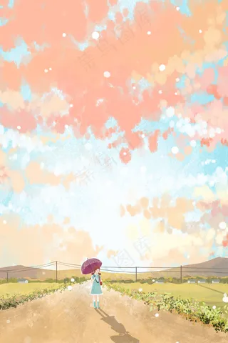 夏日小暑天空红霞风景