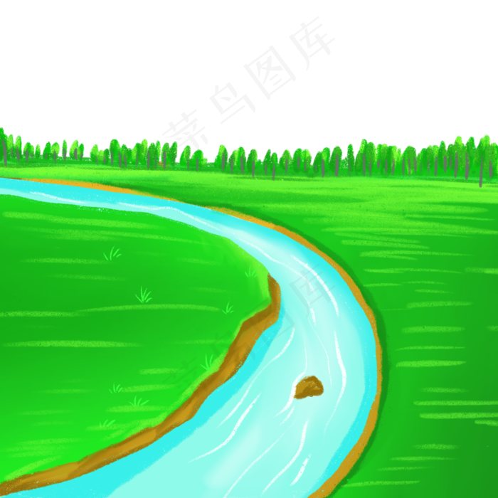 草地绿色植物河流(2000X2000(DPI:300))psd模版下载