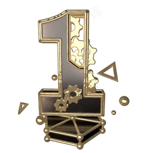 C4D黑金风机械风酷炫风倒计时数字1