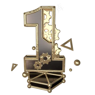 C4D黑金风机械风酷炫风倒计时数字1