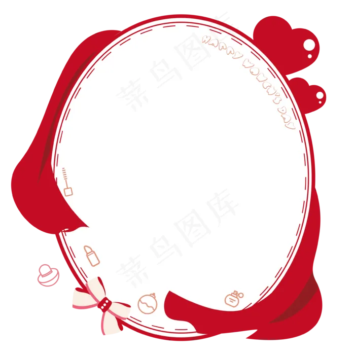 三八妇女节可爱正红色红绸爱心化,免抠元素(3543*3543px 300 dpi )ai矢量模版下载