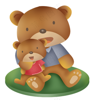 父亲节动物棕熊父子