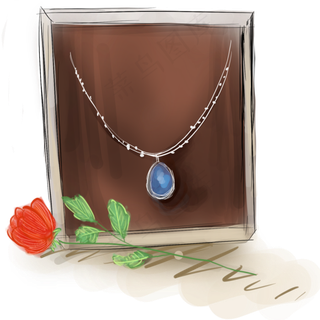 红玫瑰和宝石项链