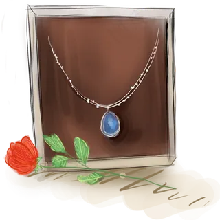 红玫瑰和宝石项链