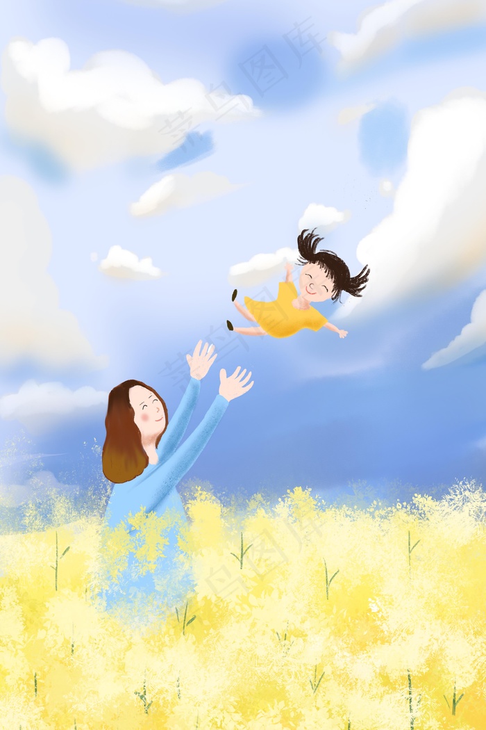 母亲节母亲孩子田野(3545*5315px 	      )psd模版下载